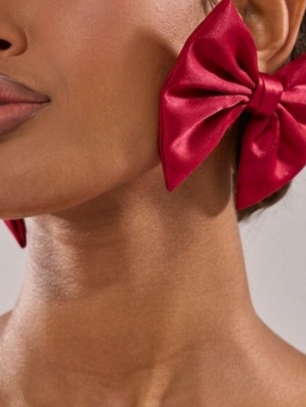 Red Large Bow Statement Earrings for Women